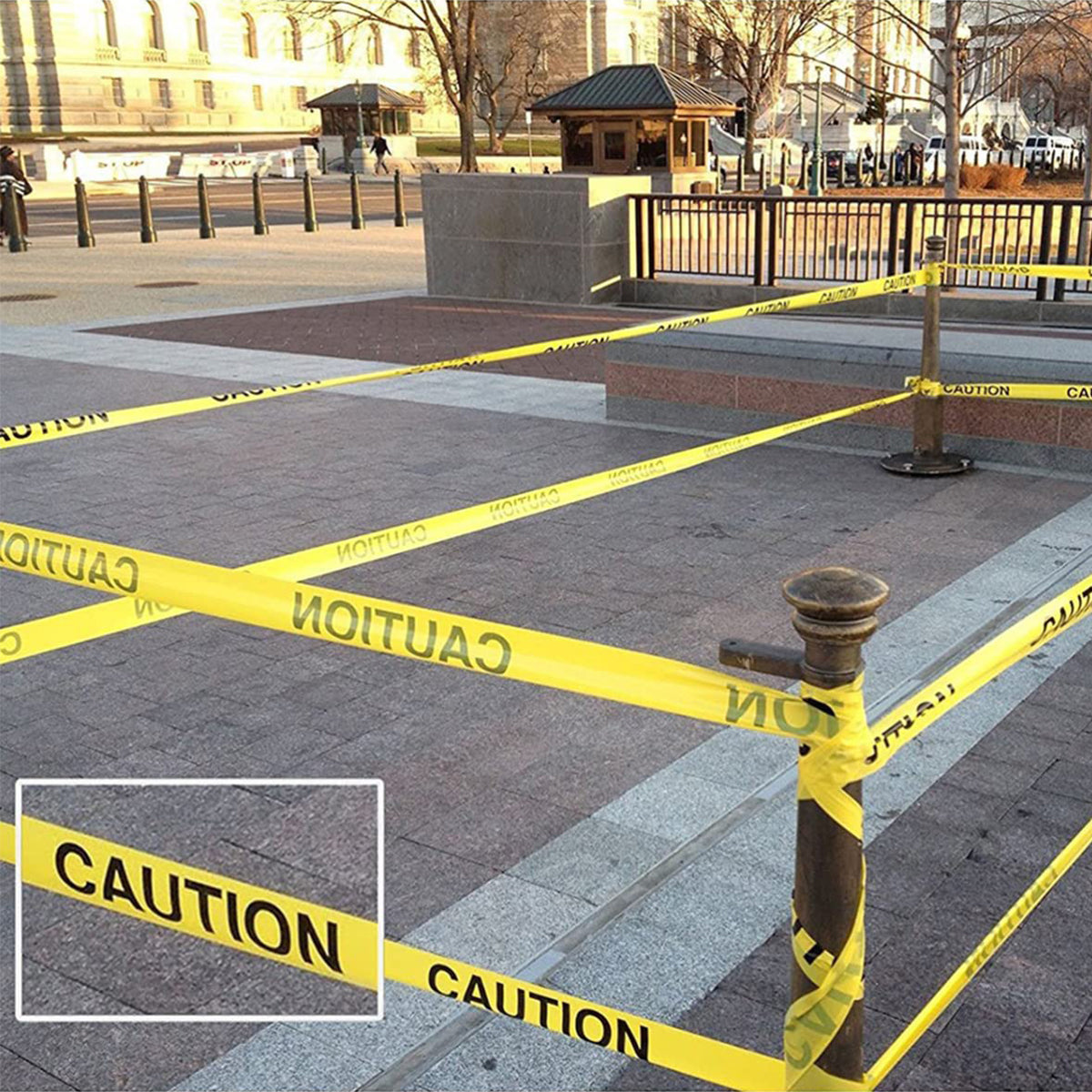 5PCS 100M Caution Warning Tape 75mm High Visibility Safety Barrier