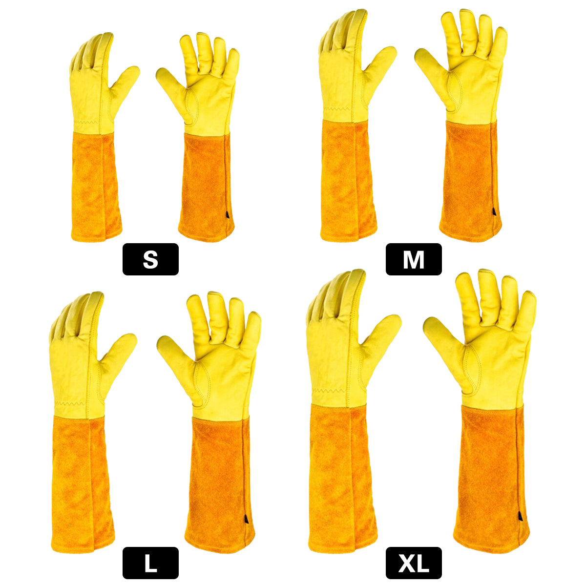 Cylindrical Cowhide Leather Work Gloves with Extended Cuff for Warehouse Maintenance