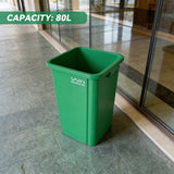 80L Square Trash Can Large Capacity Durable Open-Top Bin