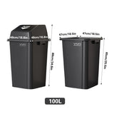 100L Outdoor Garbage Bin Large Capacity Durable Plastic Trash Can