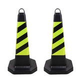 2PCS Rubber Traffic Safety Cones Flexible Reflective for Construction Sites