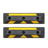 2PCS Rubber Parking Wheel Stop Heavy Duty Reflective Curb