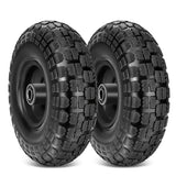 2PCS PU Foam Flat Free Tires 4.10/3.50-4 for Tool Cart Wagon