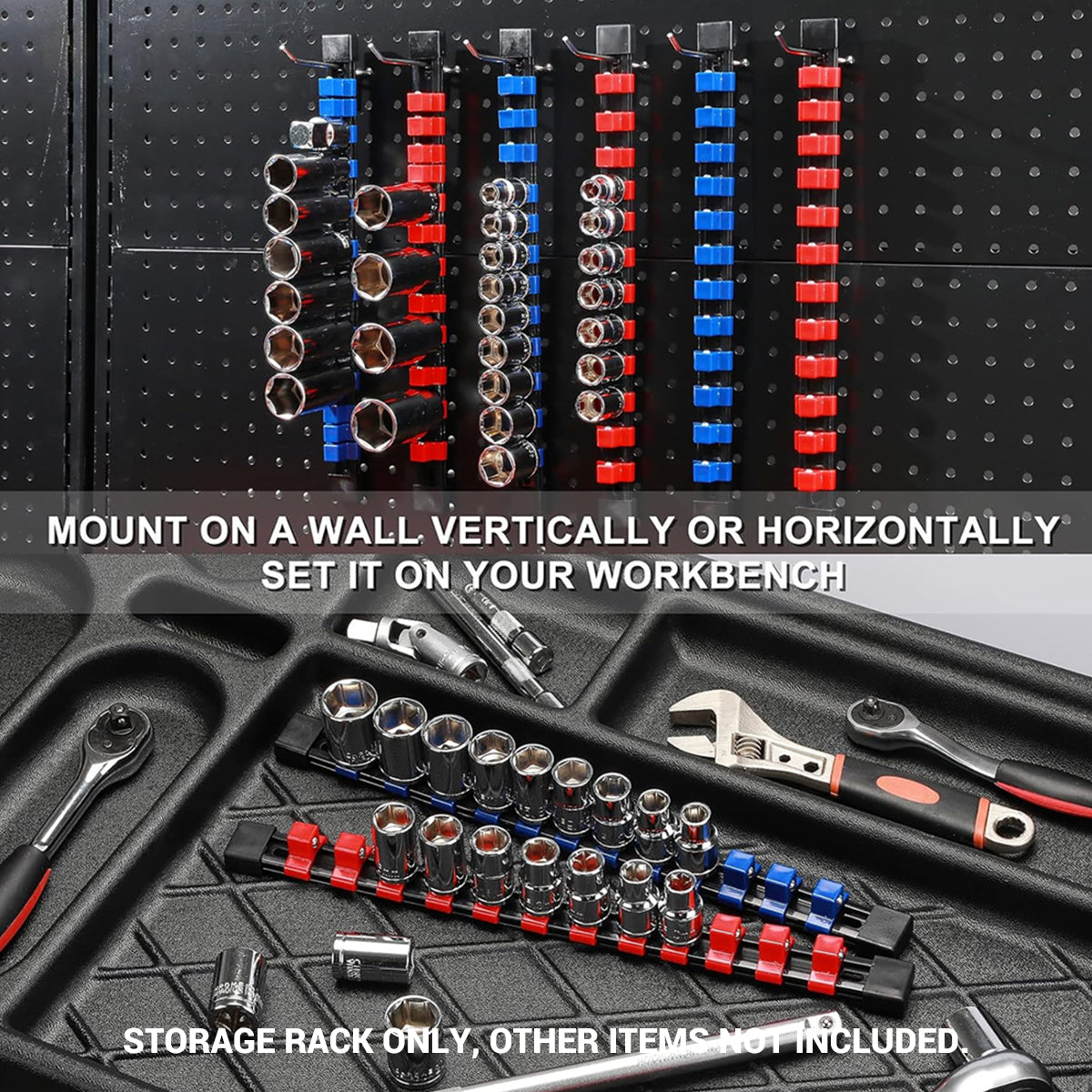 9PCS Socket Holder Rail Organizer 1/4 3/8 1/2 Inch Storage Rack