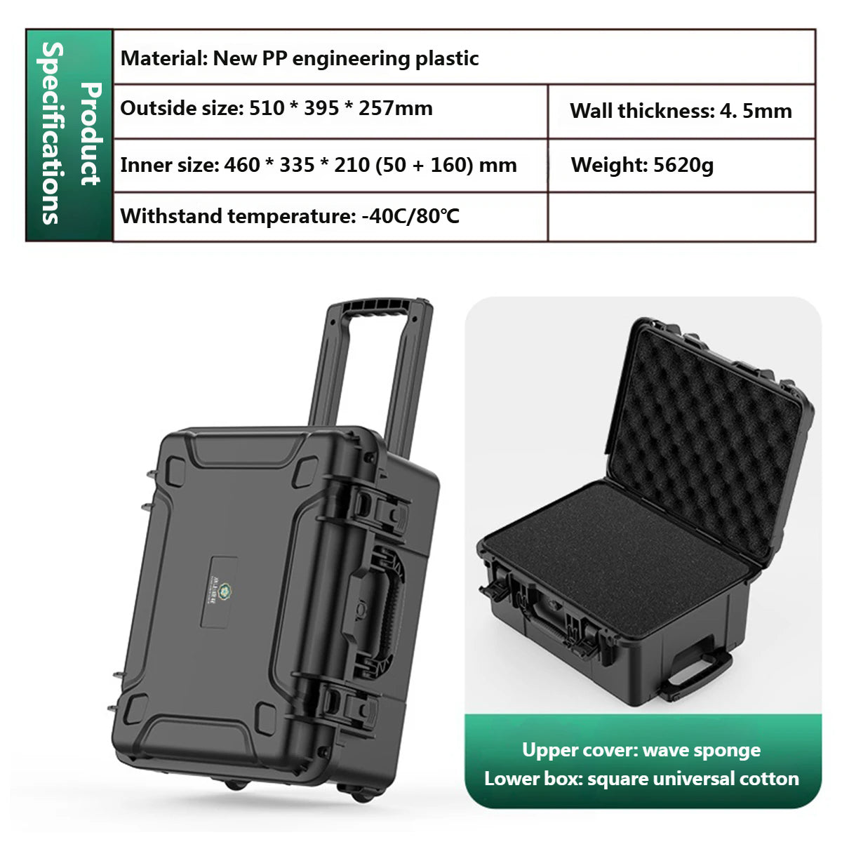Large Rolling Tool Box Plastic Trolley Case with Wheels Portable