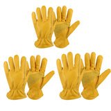 Golden Yellow Cowhide Full Finger Work Gloves for Warehouse Maintenance