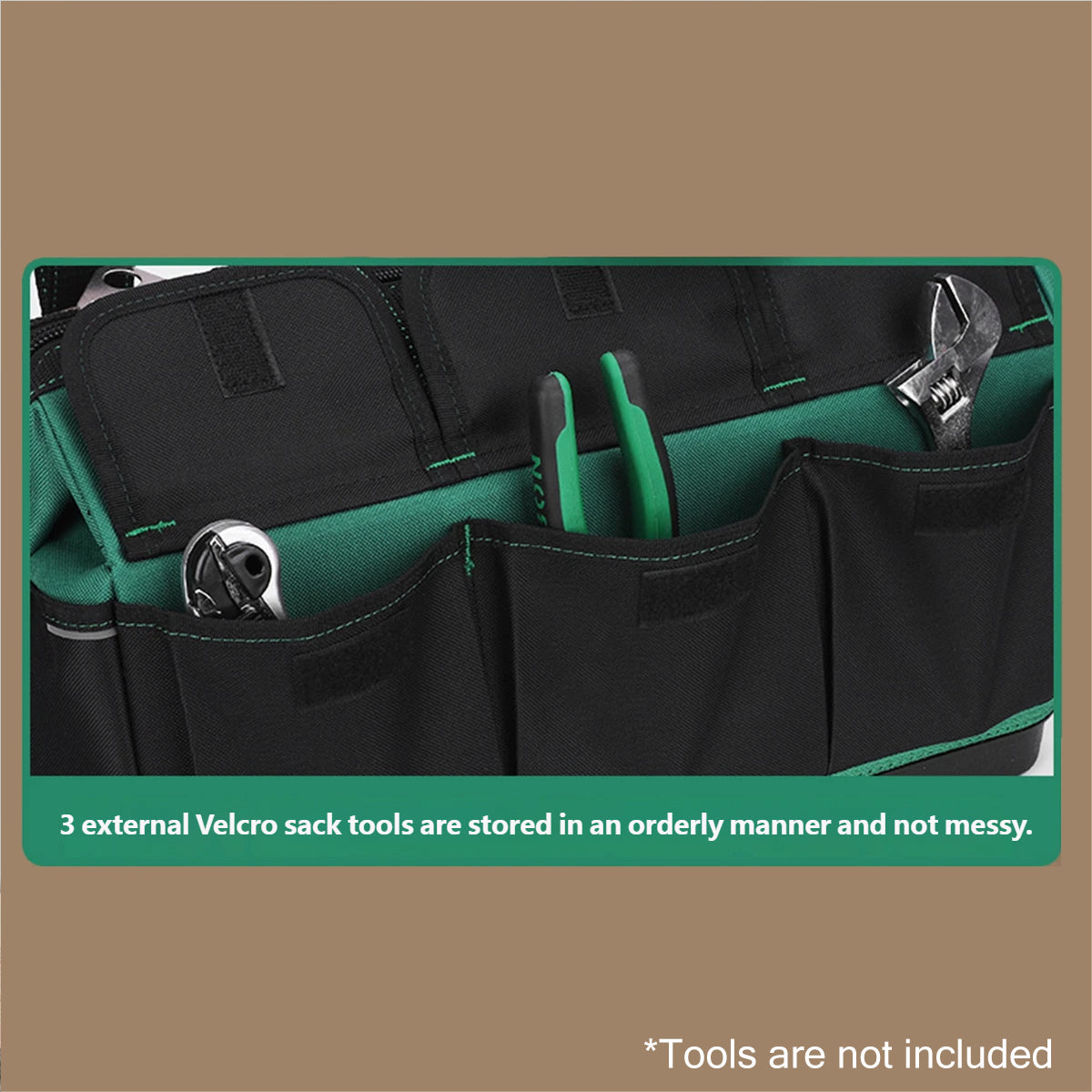 Multifunction Tool Bag 52cm Portable Large Capacity Work Tote with Hard Bottom