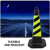 2PCS Rubber Traffic Safety Cones Flexible Reflective for Construction Sites