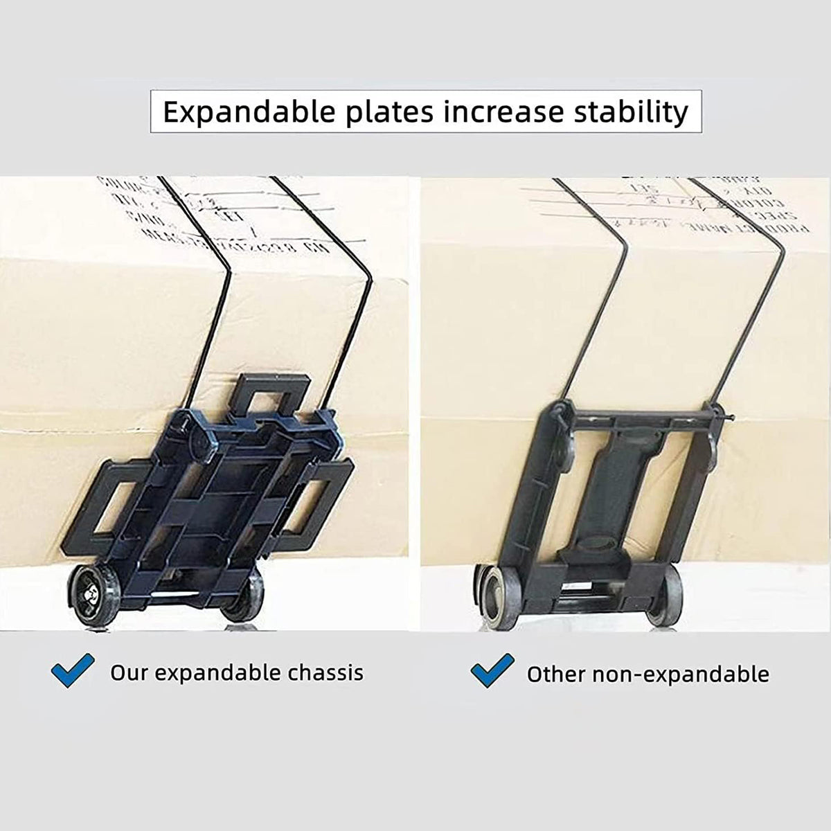 Foldable Two-Wheel Trolley Cart Portable Luggage Carrier for Warehouse