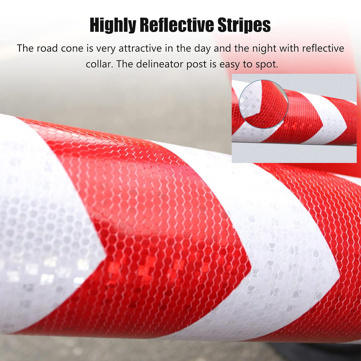 2PCS Reflective Warning Post with Detachable Rubber Base Safety Guide