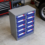 10 Drawer Parts Storage Cabinet Metal Frame Organizer 32x22x28cm