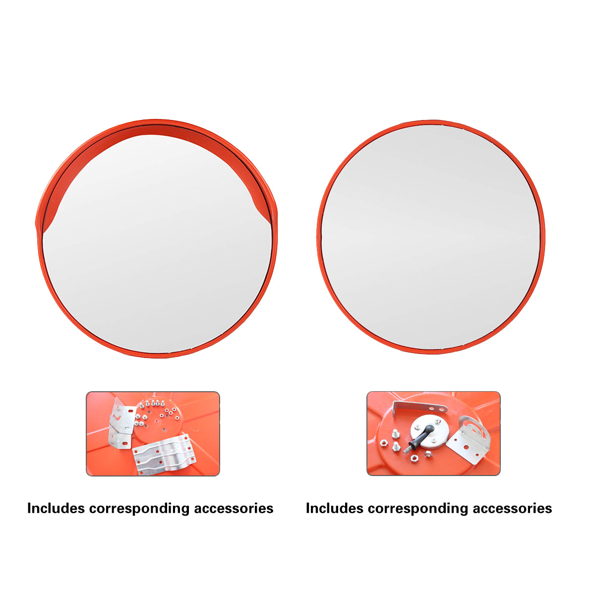 60cm Road Traffic Safety Convex Mirror Wide-Angle Red Frame