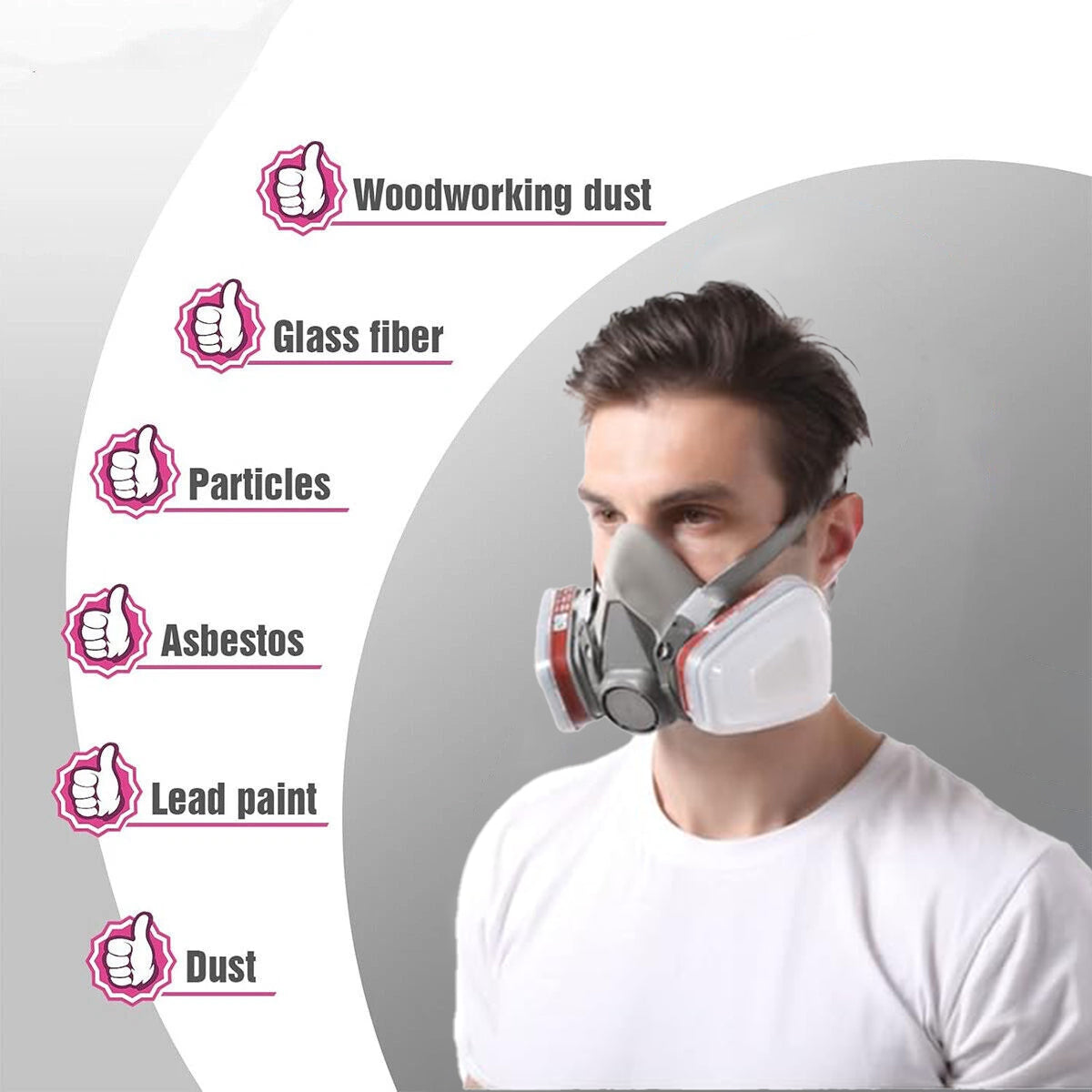7PCS Respirator Mask Set Dual Filter Dust Protection Spray Paint