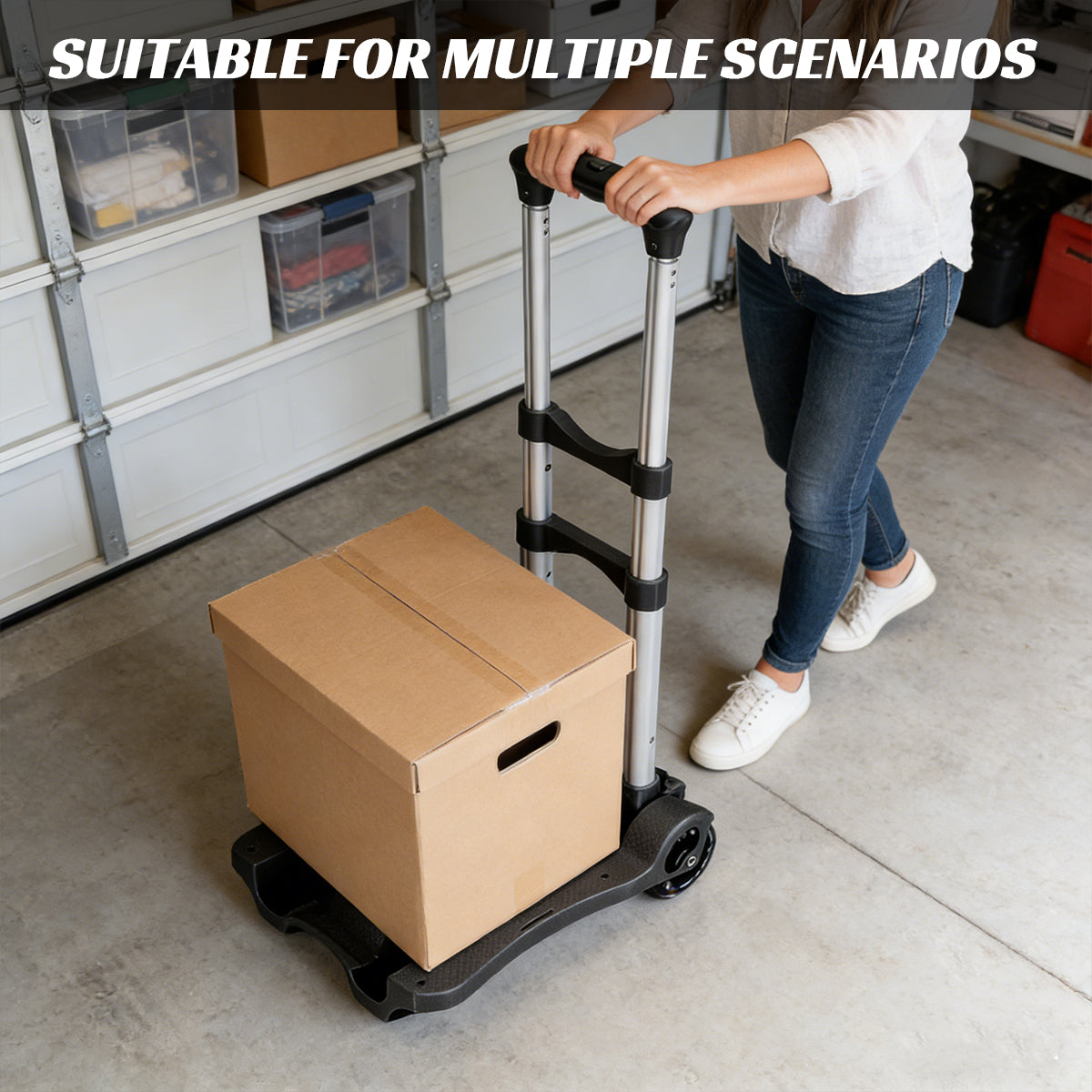 Portable Folding Hand Truck Cart Adjustable Handle 40kg Load