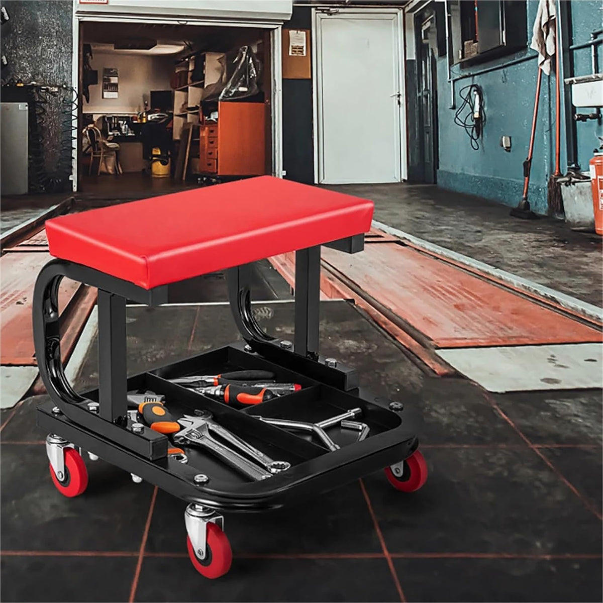 Multifunctional Car Repair Stool with 360 degree Swivel Wheels