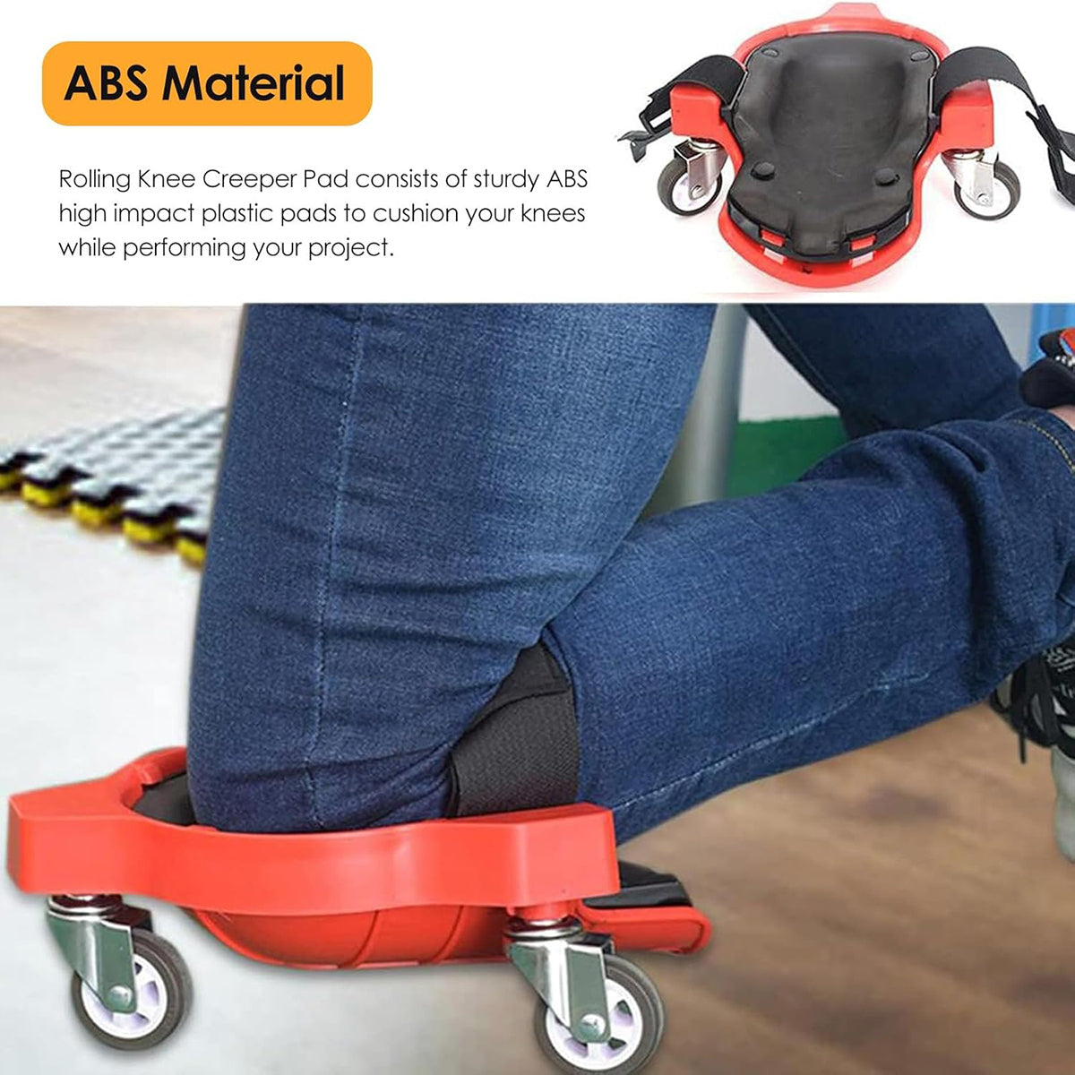 Bricklayer Knee Pad Tool Cart with Rolling Wheels for Construction