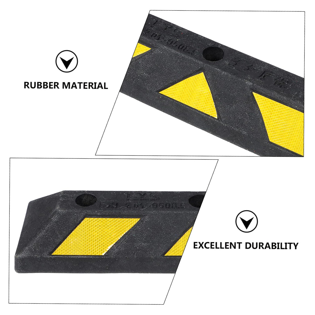 2PCS Rubber Parking Wheel Stop Heavy Duty Reflective Curb