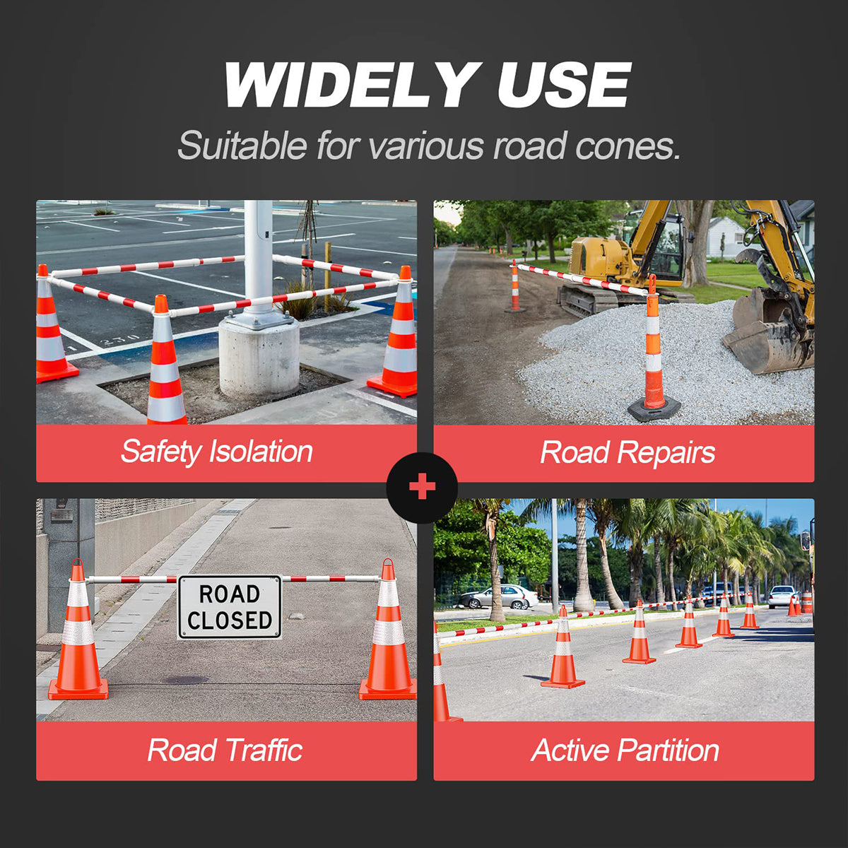 1–2M Telescopic Connecting Rod for Road Cone and Bucket Linking