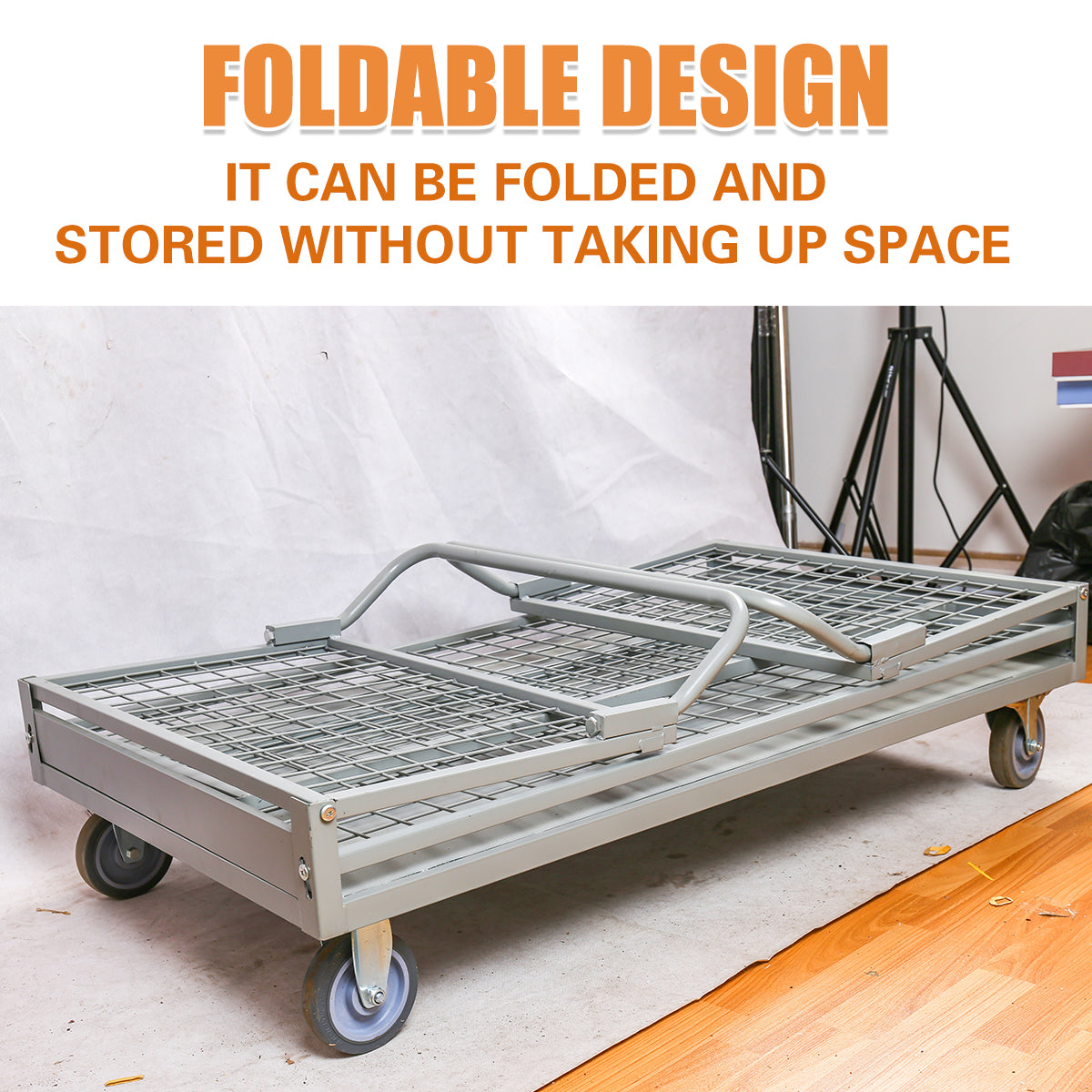 Folding Fence Vehicle Metal Mesh Cart for Warehouse Transport