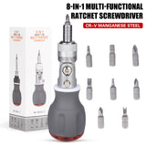 8-in-1 Multi-Angle Ratchet Screwdriver with CR-V Steel Bits