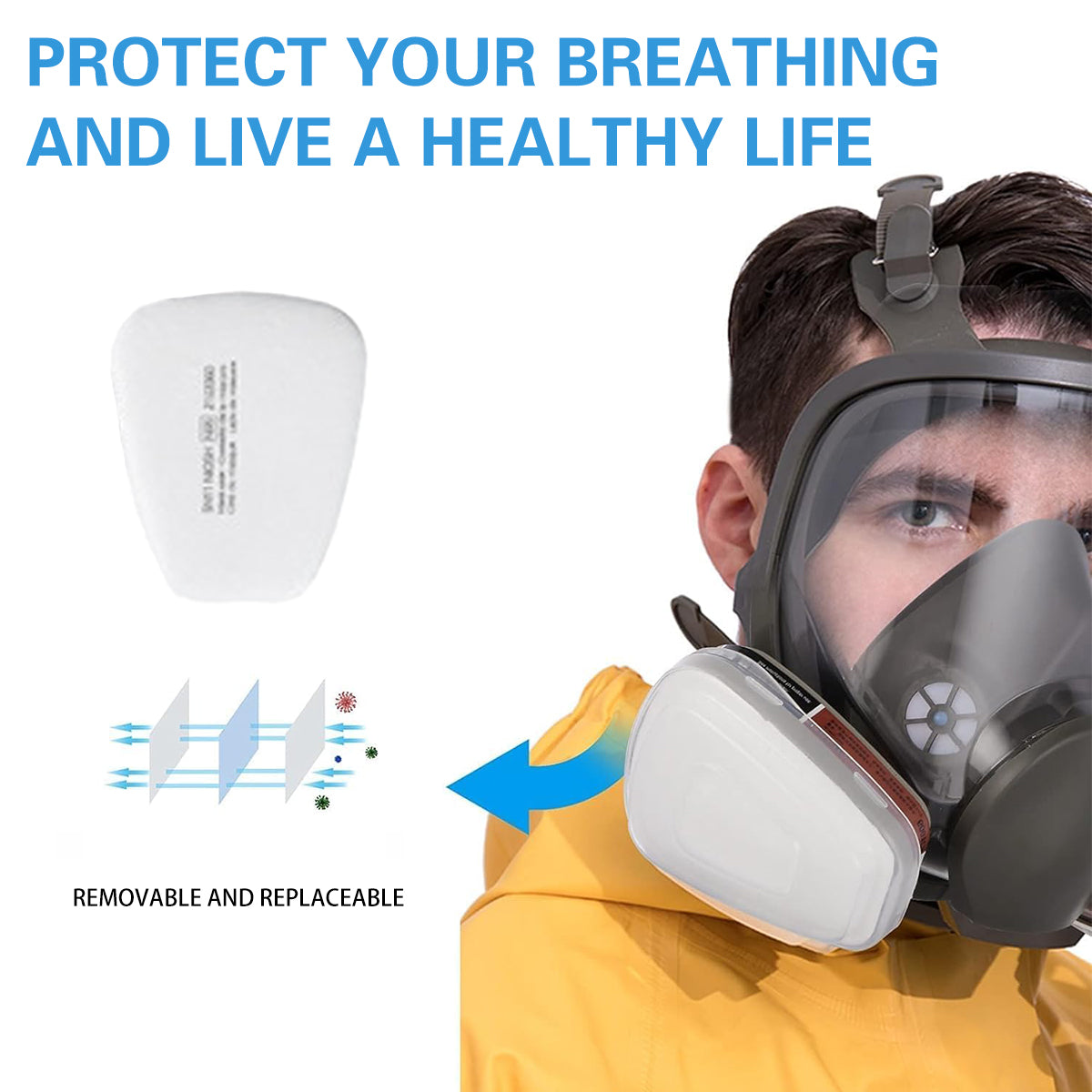 6800 Full Face Respirator Mask with Dual Filters for Painting Sanding