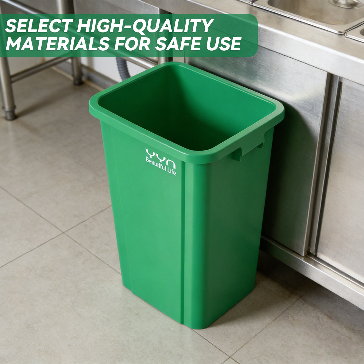 80L Square Trash Can Large Capacity Durable Open-Top Bin