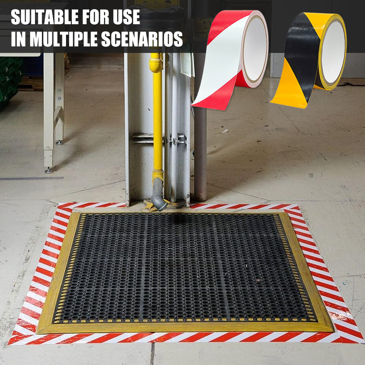 PVC Warning Tape Black Yellow Floor Safety Marking Tape