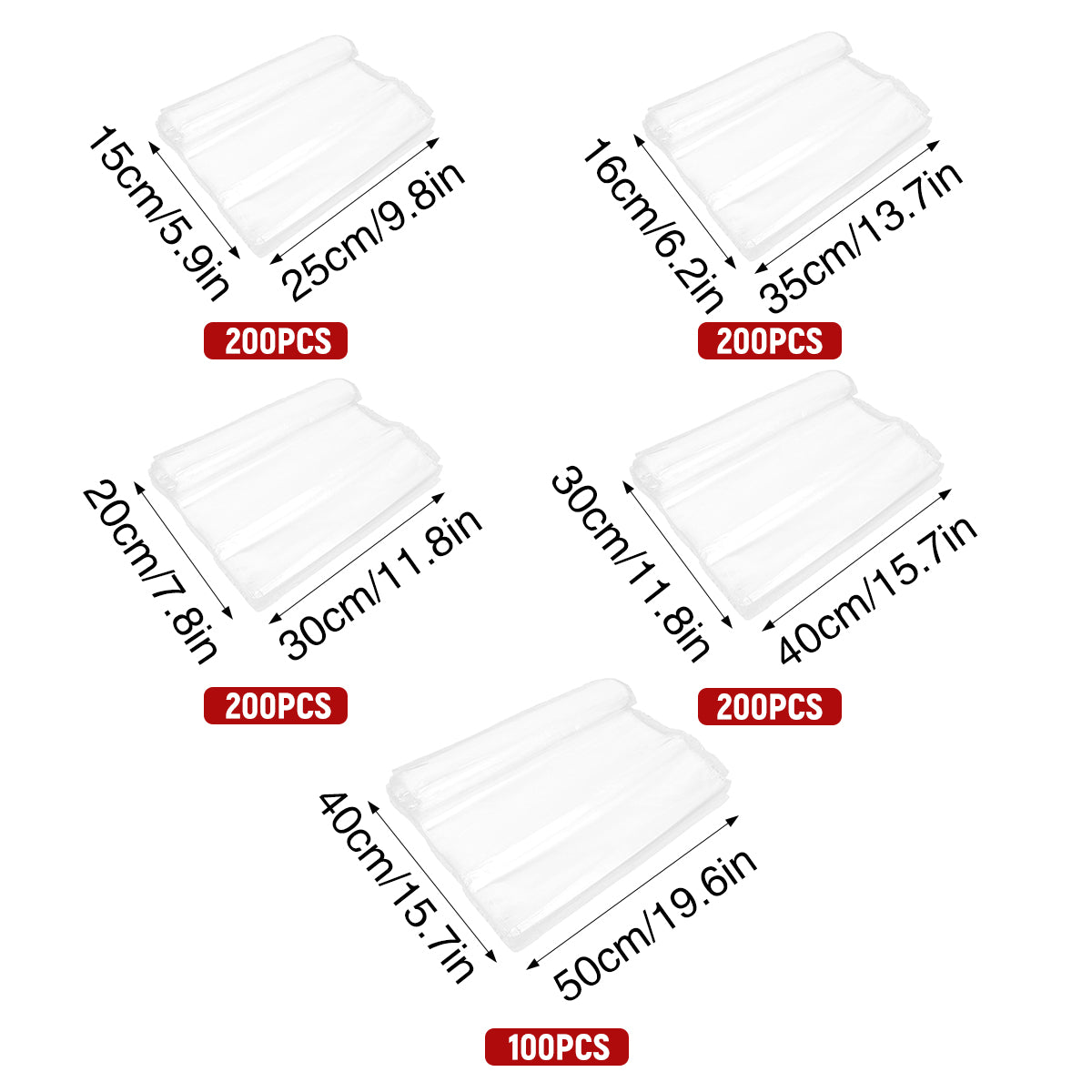 POF Heat Shrink Bags for Vacuum Sealer Packaging 100/200PCS