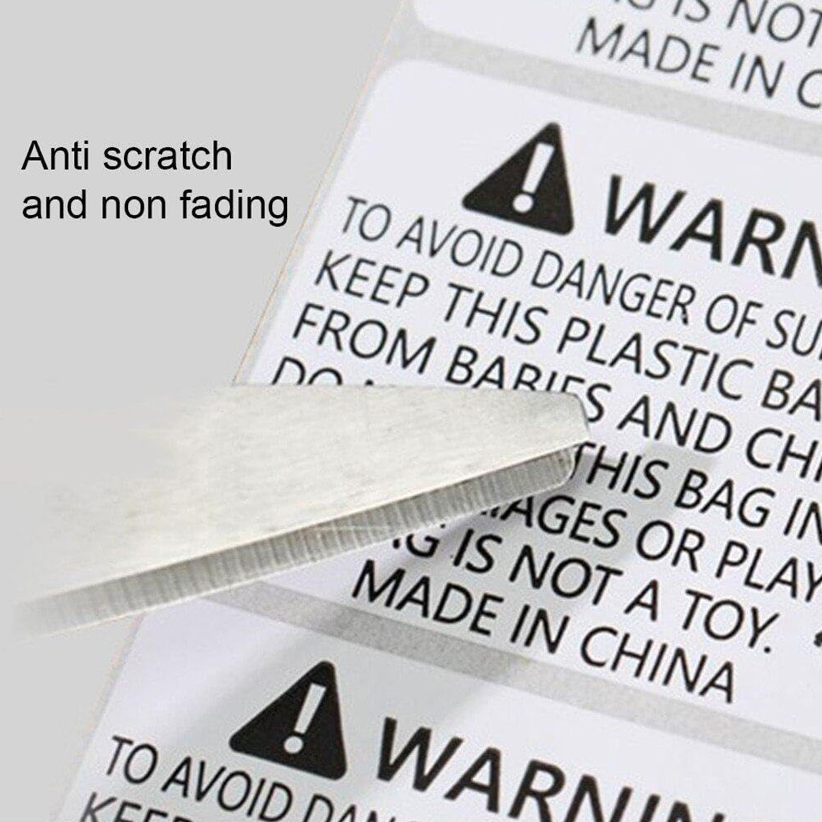 Anti-Choking Warning Labels Water-Based Adhesive 3 Size Options