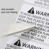 Anti-Choking Warning Labels Water-Based Adhesive 3 Size Options