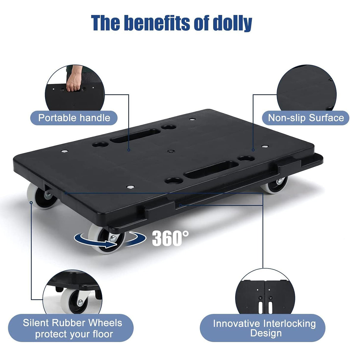 Heavy Duty Rolling Utility Cart Silent Portable Trolley for Warehouse Use