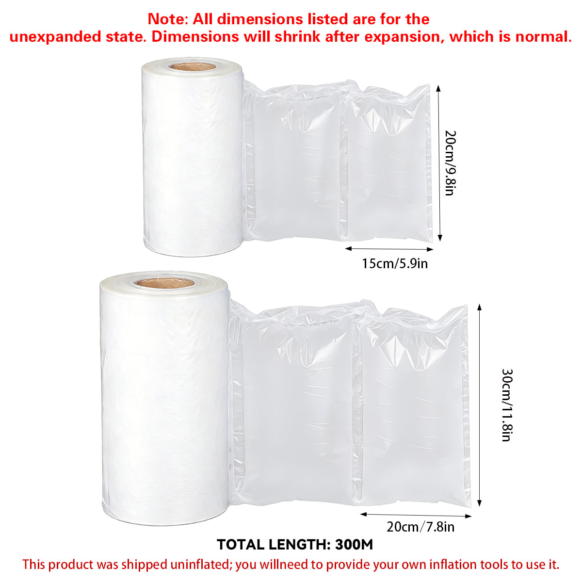 Inflatable Air Column Cushion Roll Shockproof Clear Packaging for Shipping