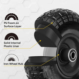 2PCS PU Foam Flat Free Tires 4.10/3.50-4 for Tool Cart Wagon