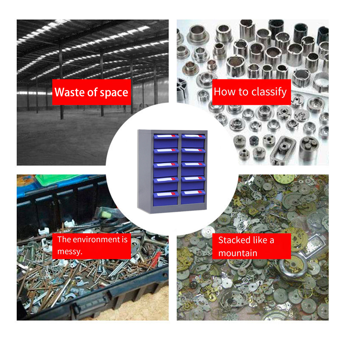 10 Drawer Parts Storage Cabinet Metal Frame Organizer 32x22x28cm