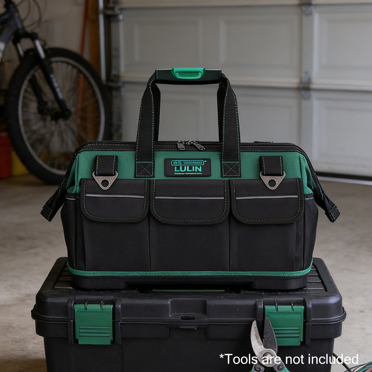 Multifunction Tool Bag 52cm Portable Large Capacity Work Tote with Hard Bottom