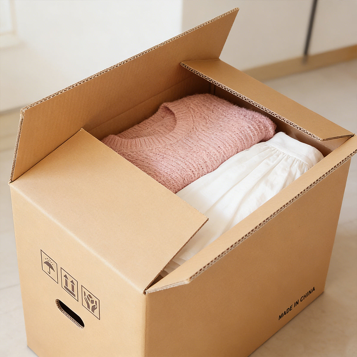 10PCS Corrugated Cardboard Moving Boxes with Built-In Handles