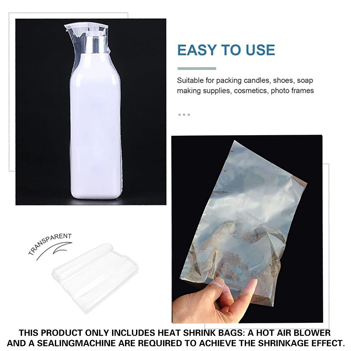 POF Heat Shrink Bags for Vacuum Sealer Packaging 100/200PCS