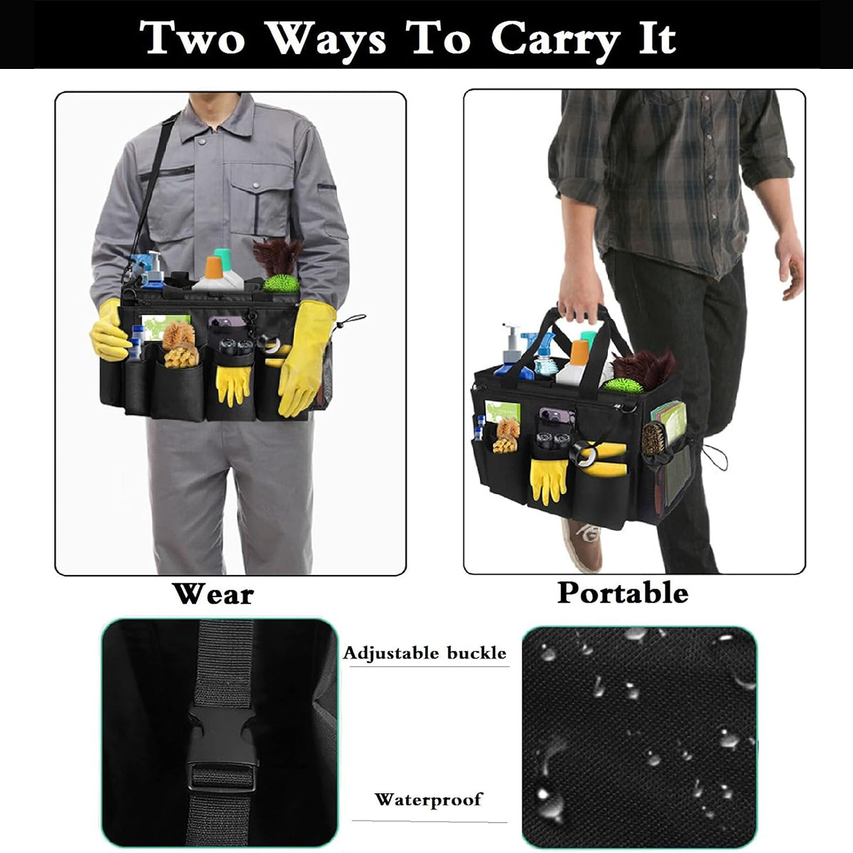Large Capacity Cleaning Tool Storage Bag Oxford Cloth Organizer for Warehouse Use