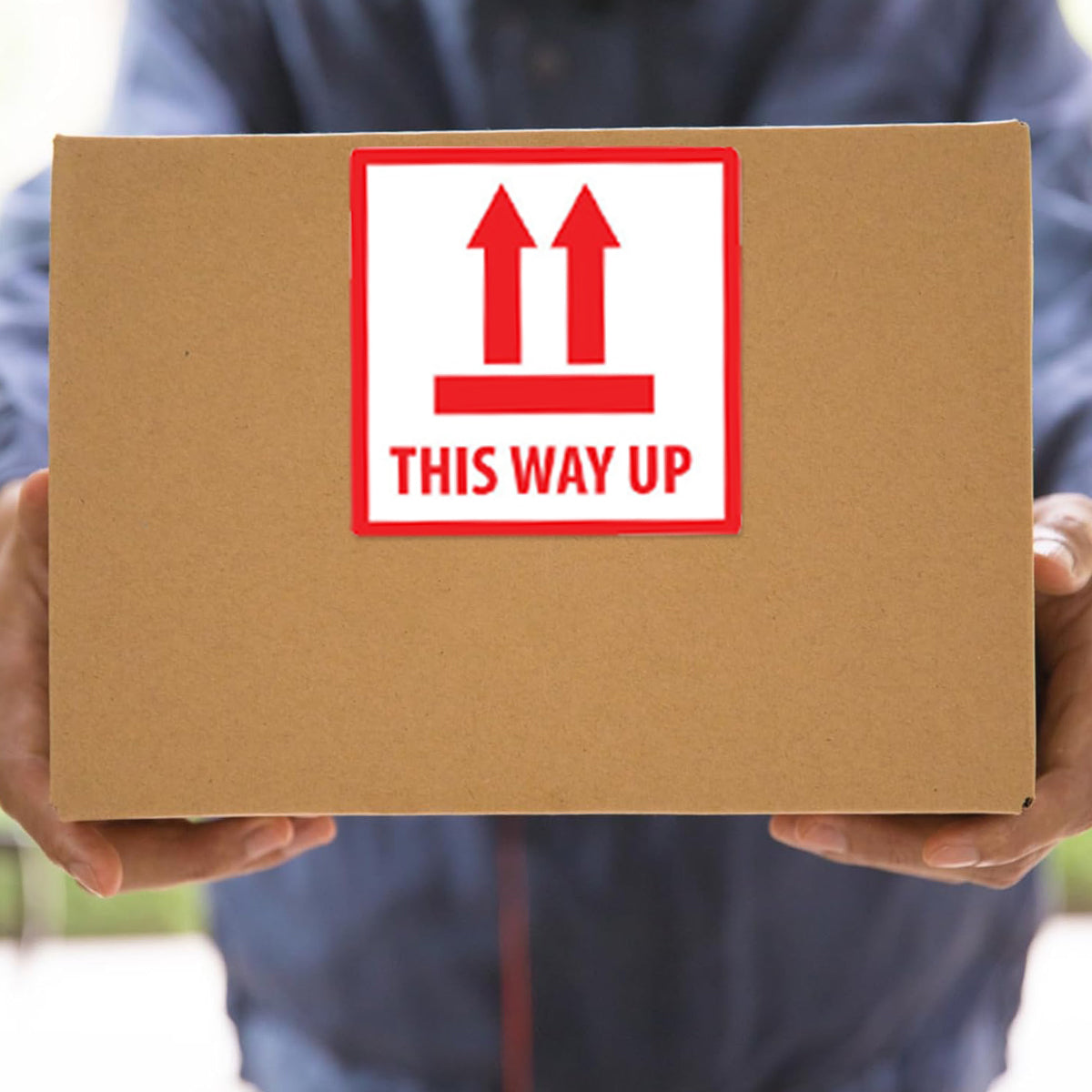 300PCS Anti-Tripping Warning Stickers 12×12cm Shipping Box This Way Up Labels