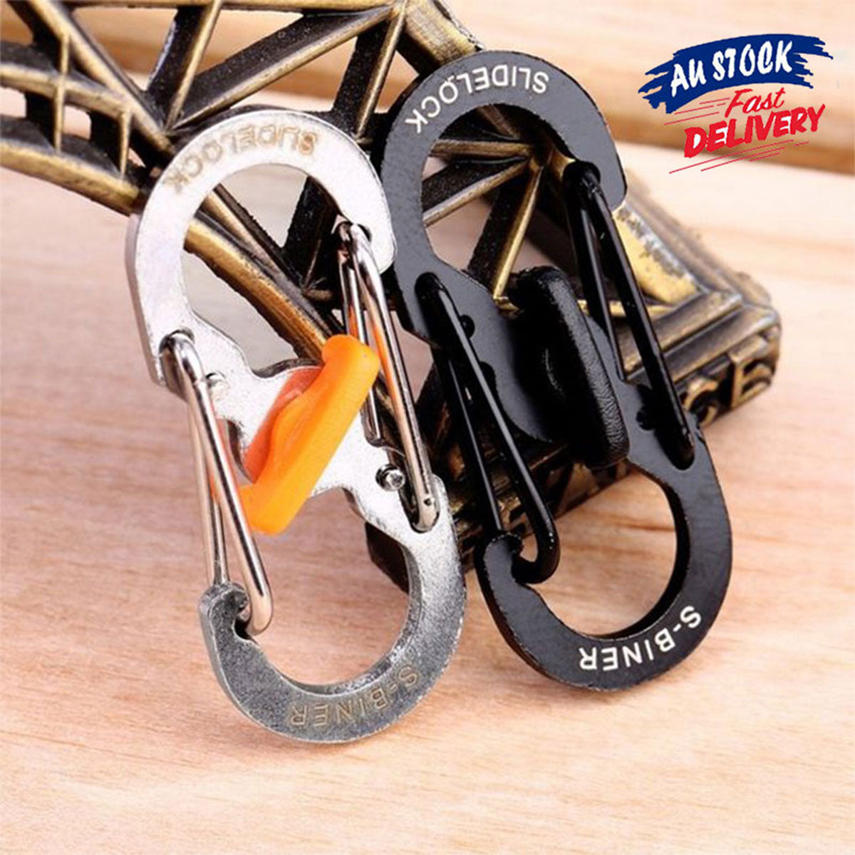 Aluminum S-Biner Carabiner Keychain Clip Spring Hook 1–2PCS