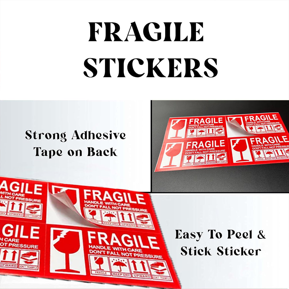Fragile Warning Self Adhesive Shipping Stickers Red