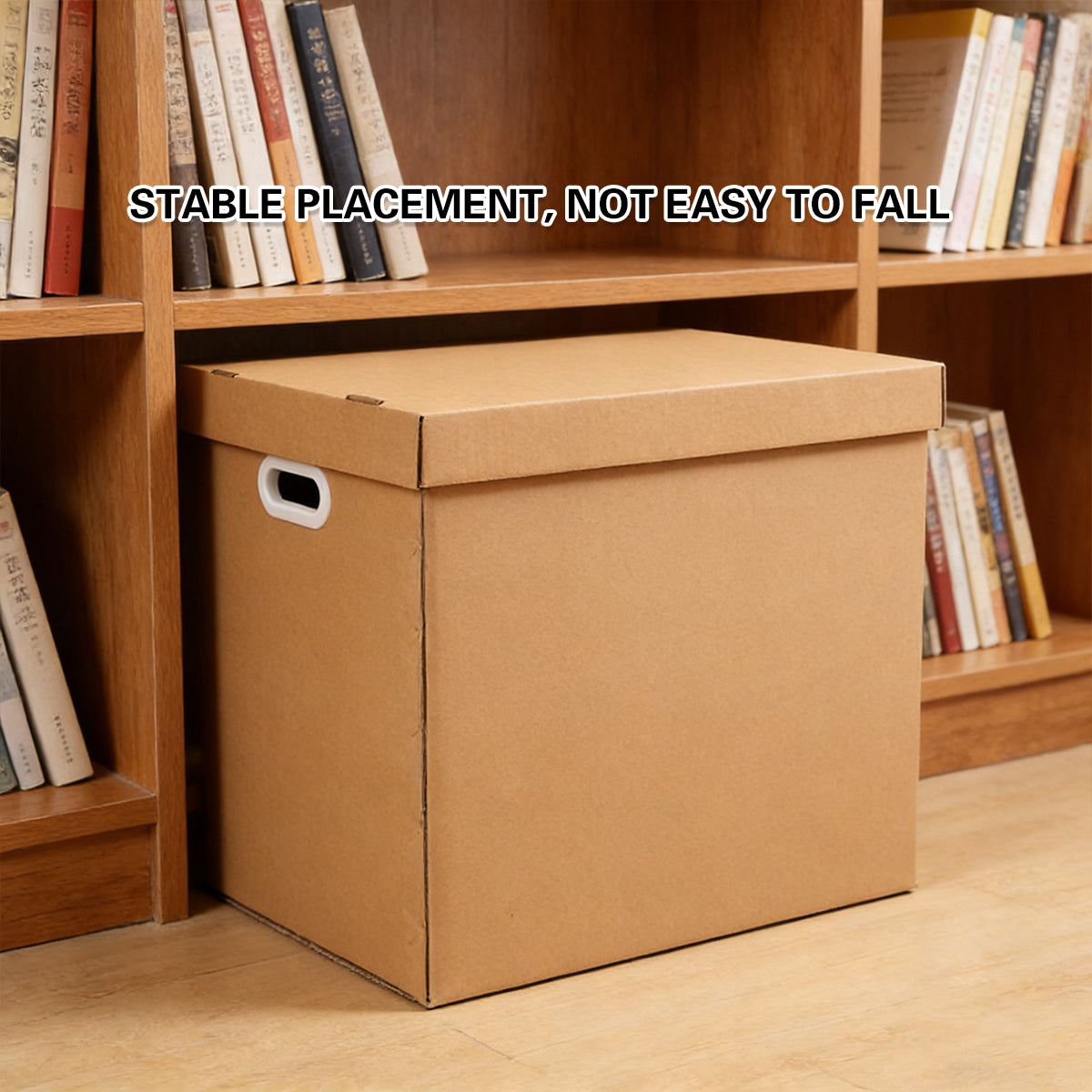 Kraft Paper Storage Box with Lid 80L Stackable Warehouse Storage 5PCS