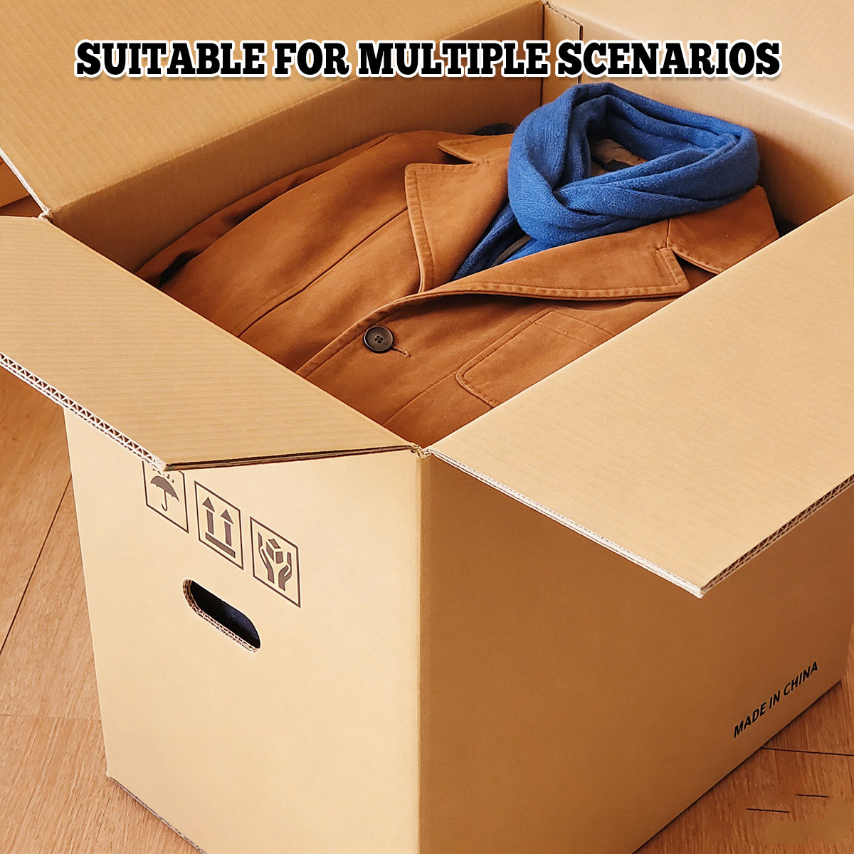 10PCS Corrugated Cardboard Moving Boxes with Built-In Handles