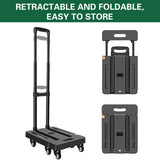 Foldable Flatbed Trolley Cart with Pull Rod and Universal Wheels 200KG