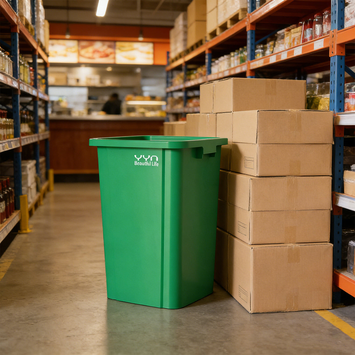 80L Square Trash Can Large Capacity Durable Open-Top Bin