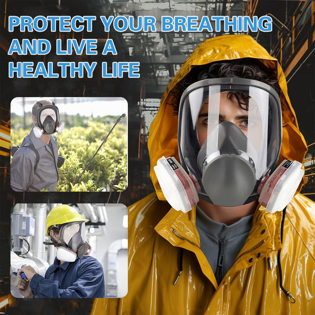 6800 Full Face Respirator Mask with Dual Filters for Painting Sanding