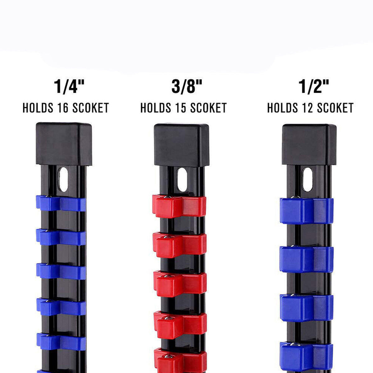 9PCS Socket Holder Rail Organizer 1/4 3/8 1/2 Inch Storage Rack