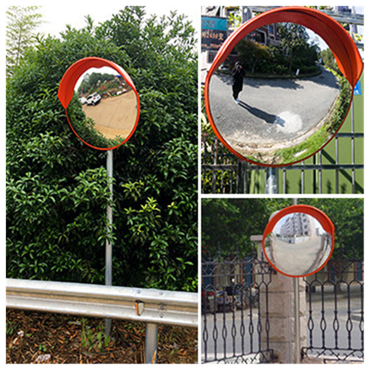 Road Safety 80cm Round Wide-Angle Convex Mirror for Outdoor Corners