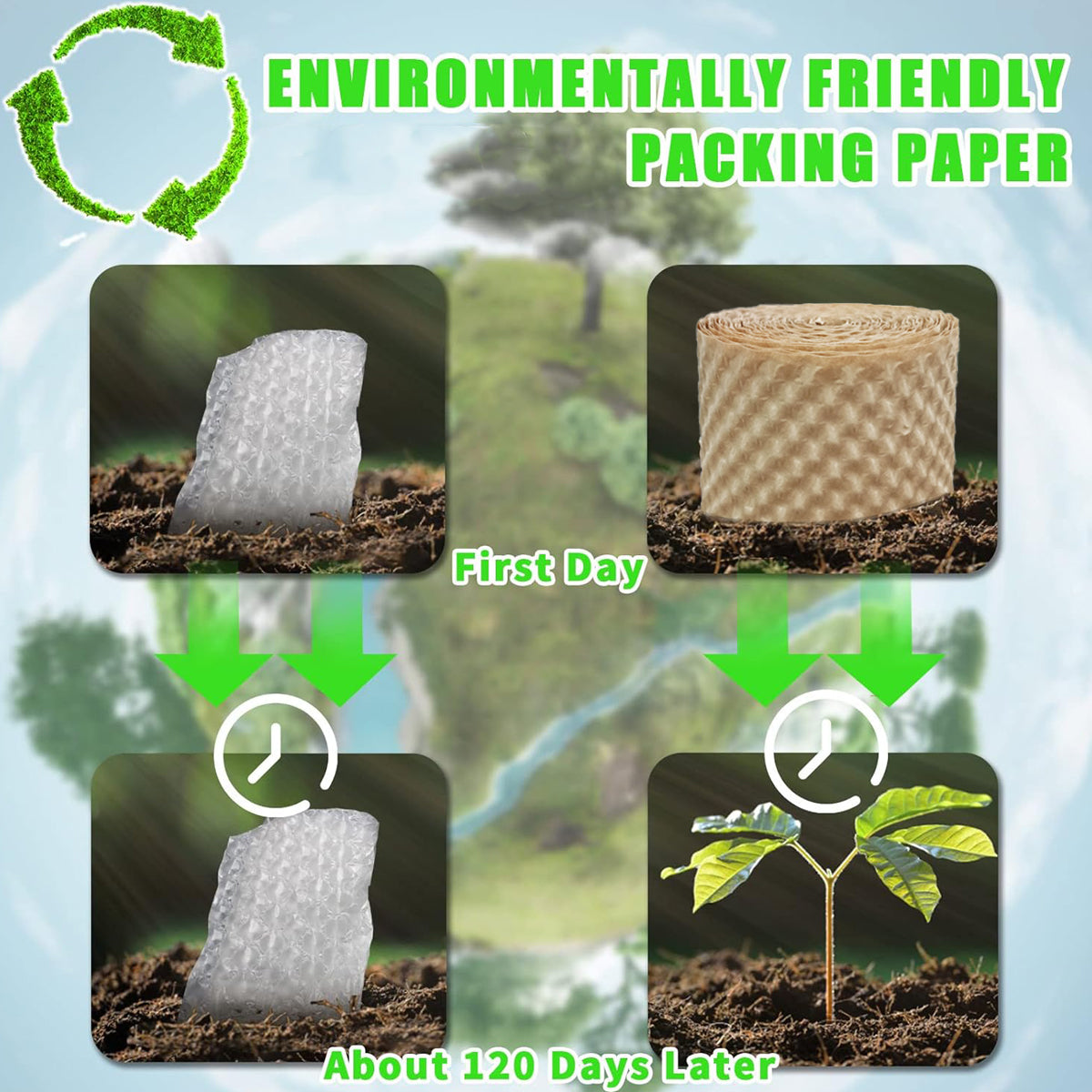 Kraft Bubble Cushion Paper Roll Shock Absorbing Packing Wrap