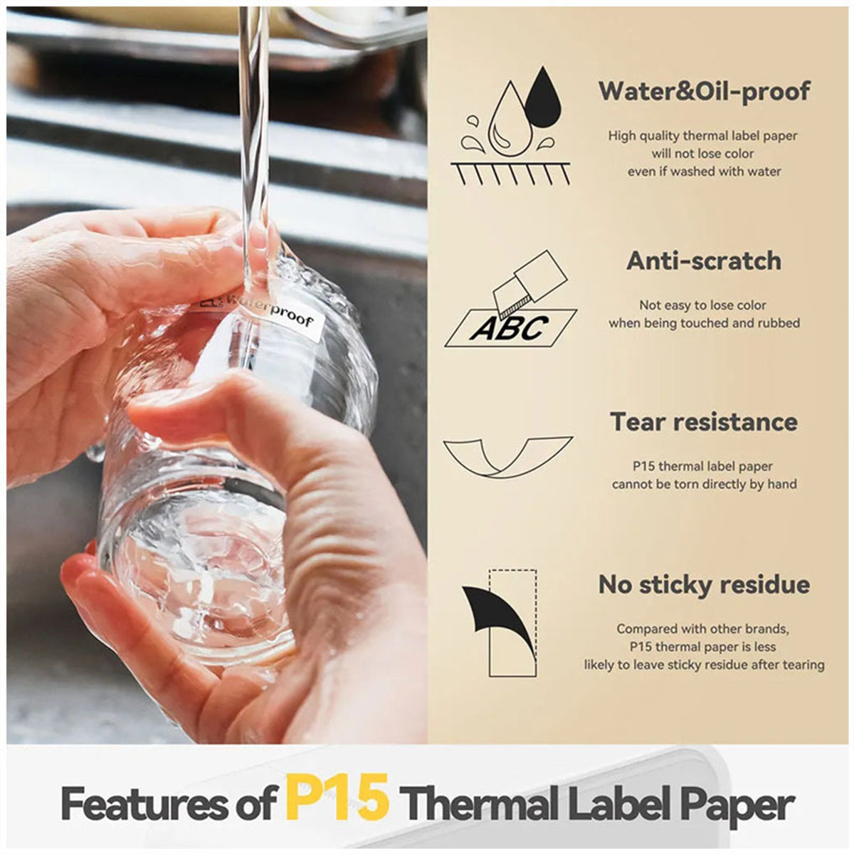 Transparent Waterproof Thermal Label Printer Paper Self Adhesive Roll
